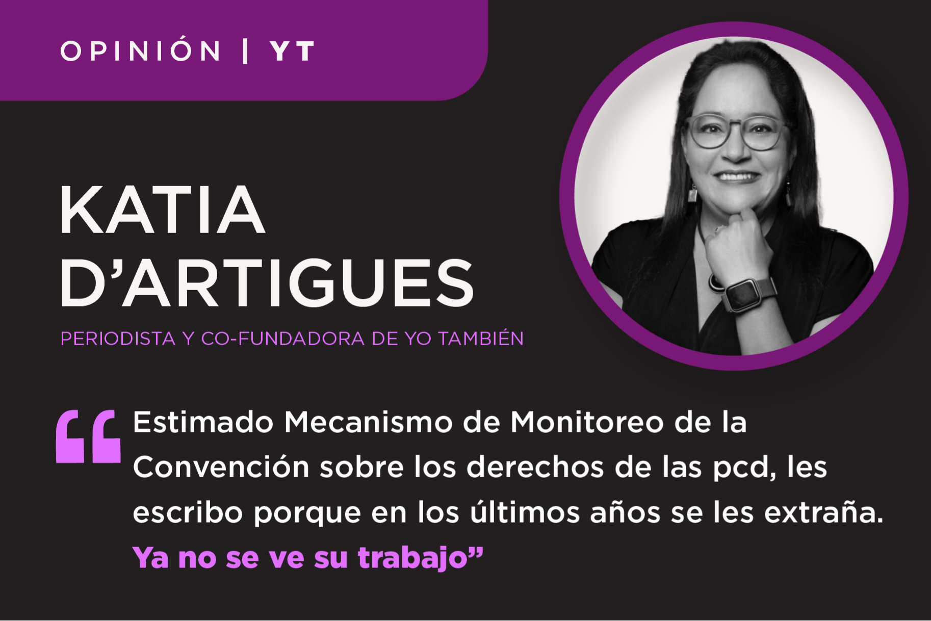 Ilustraci?n en blanco y negro de Katia D'Artigues, periodista y co-fundadora de Yo Tambi?n