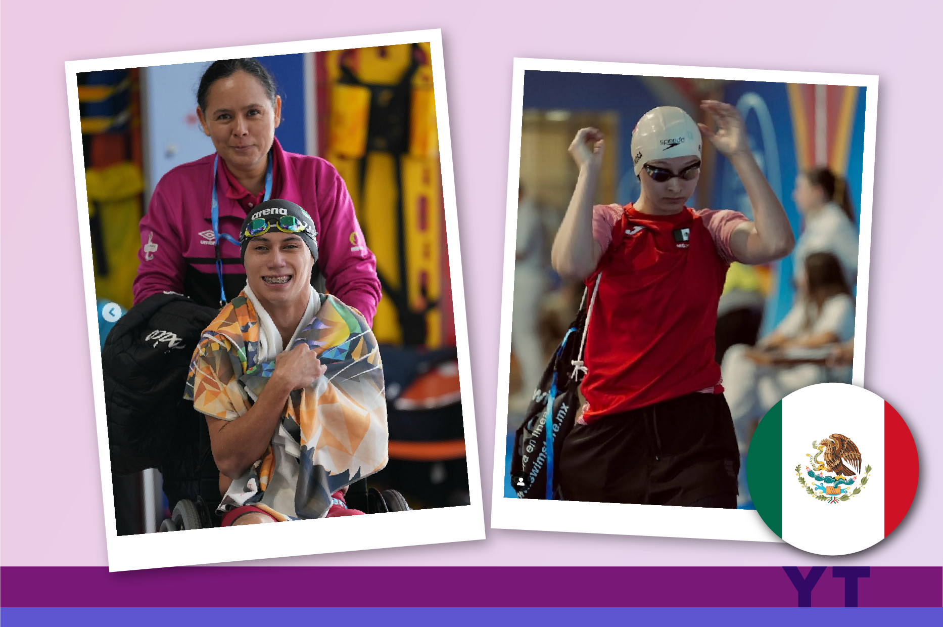 Collage de dos fotos con los nadadores Marcos Z?rate y Briana Espinosa