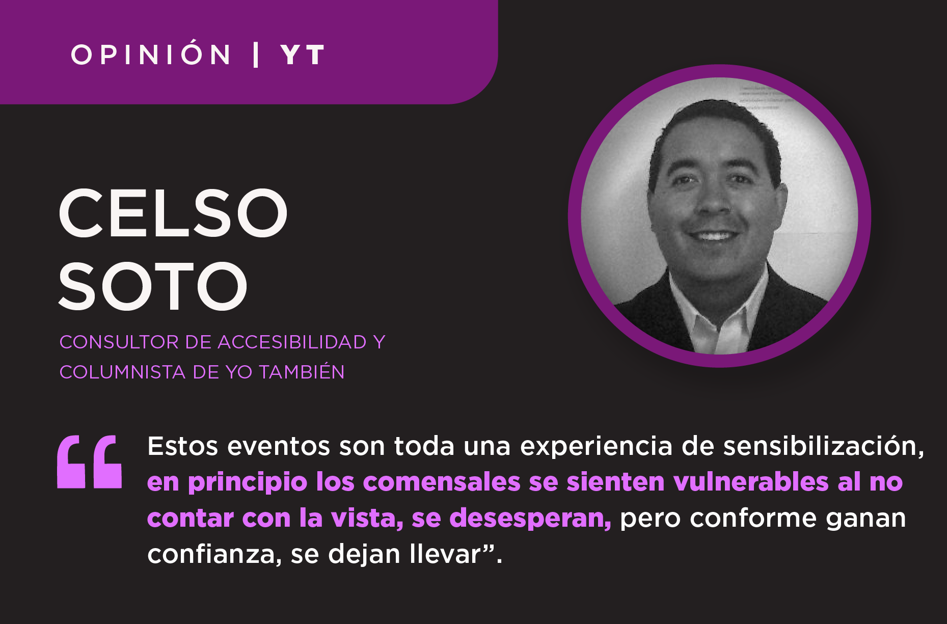 Ilustraci?n en blanco y negro de Celso Soto, consultor de accesibilidad y columnista de Yo Tambi?n