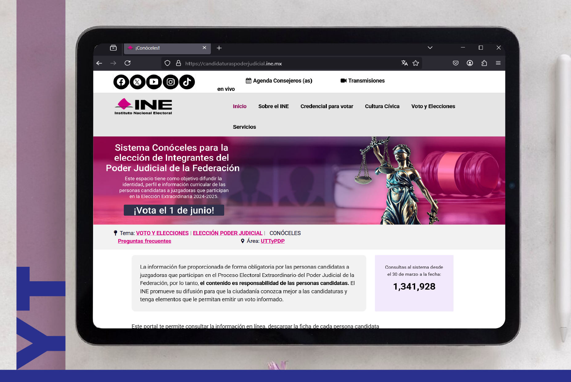 Captura de pantalla de la portada del sitio 