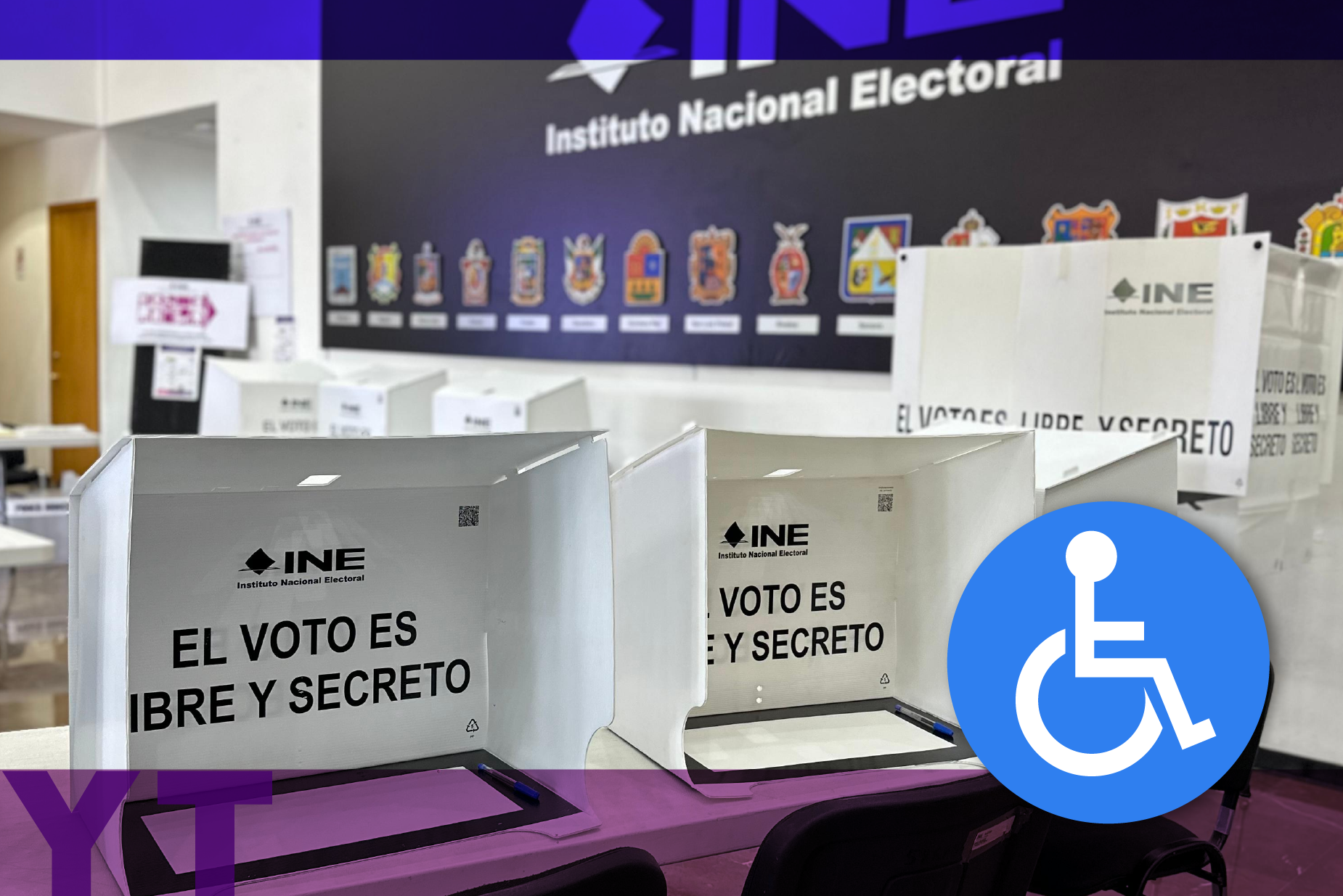 Mamparas para votar con la leyenda 
