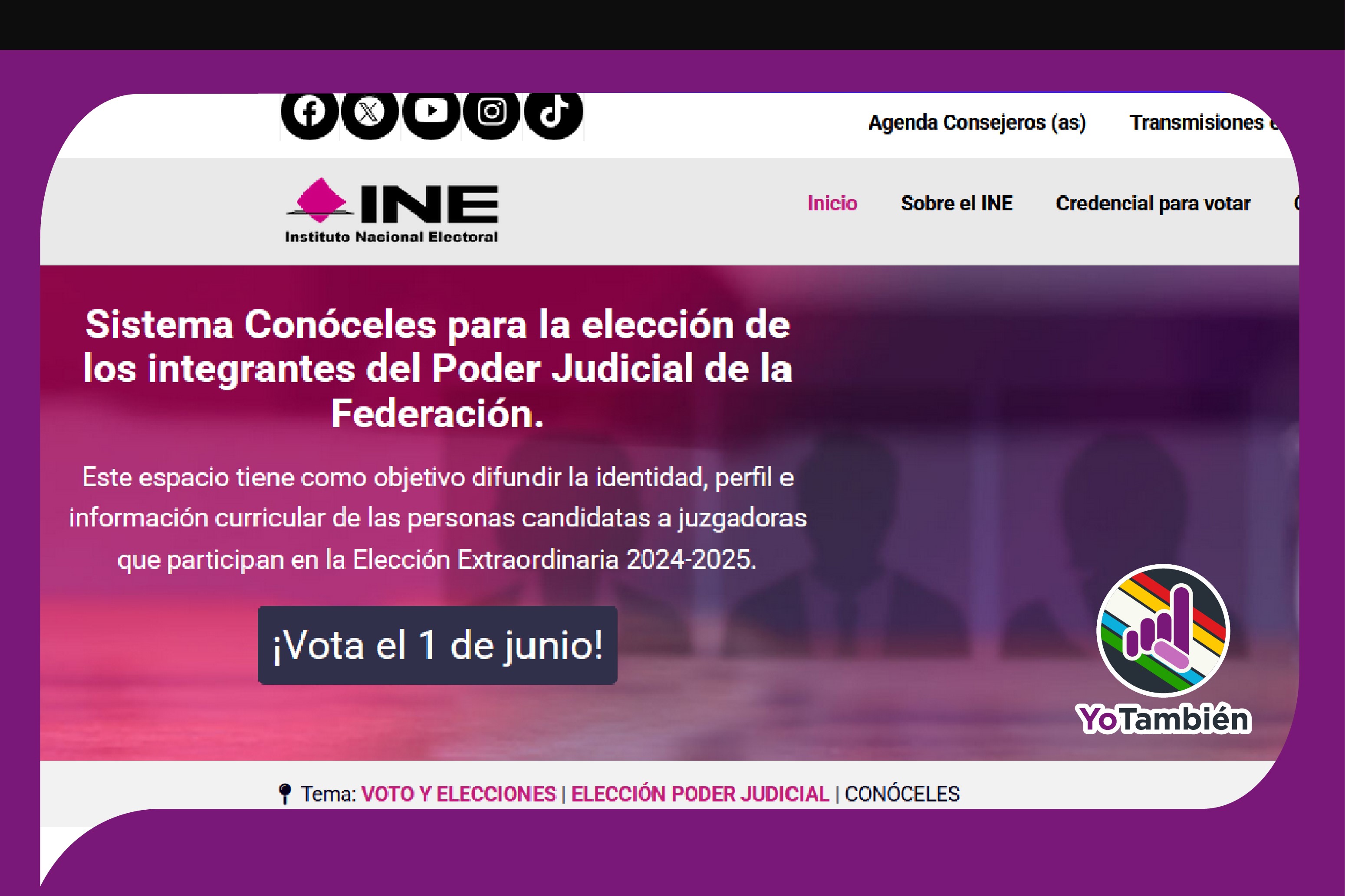 Pagina de inicio del portal del INE 