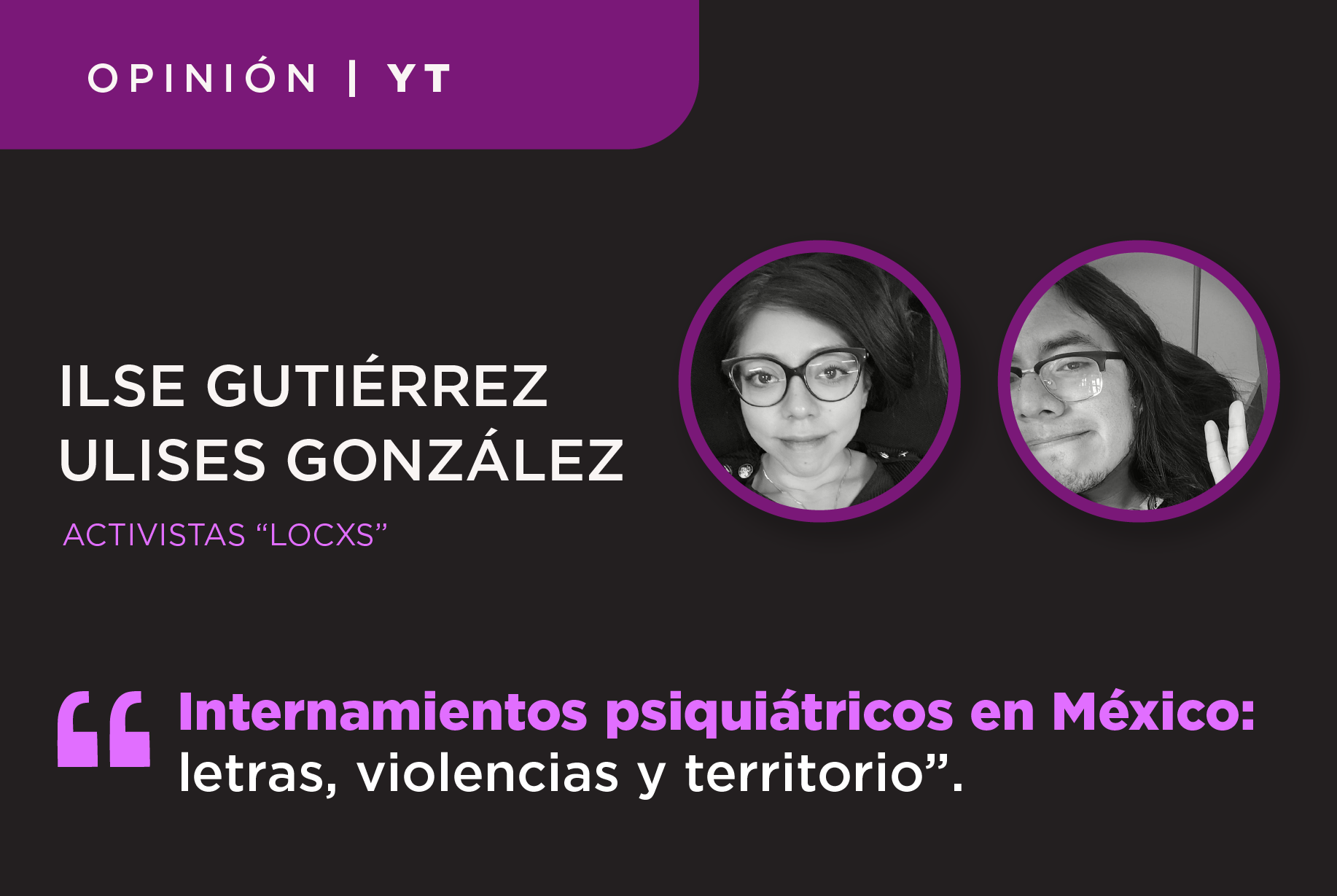 Ilustraci?n en blanco y negro de Ilse Guti?rrez y Ulises Gonz?lez, activistas 