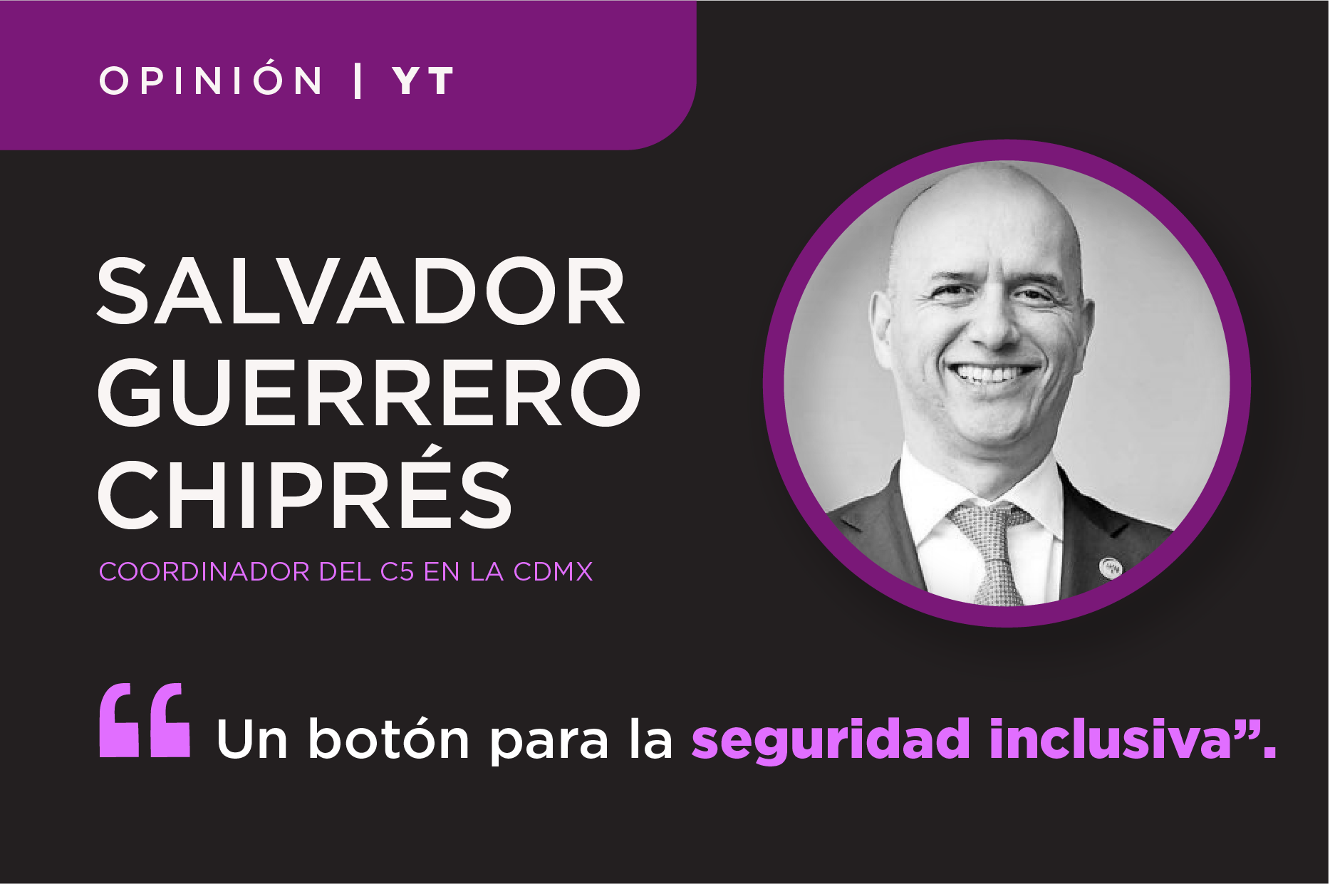 Ilustraci?n en blanco y negro de Salvador Guerrero Chipr?s, coordinador del C5 en la Ciudad de M?xico