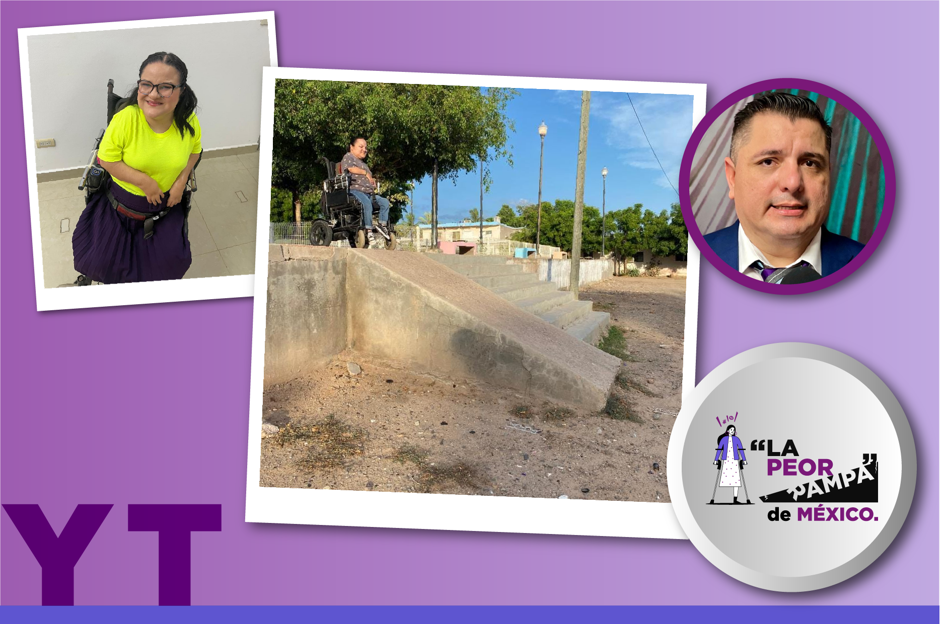 Collage con tres fotografías. A la izquierda, Mili Castro, ganadora del concurso 