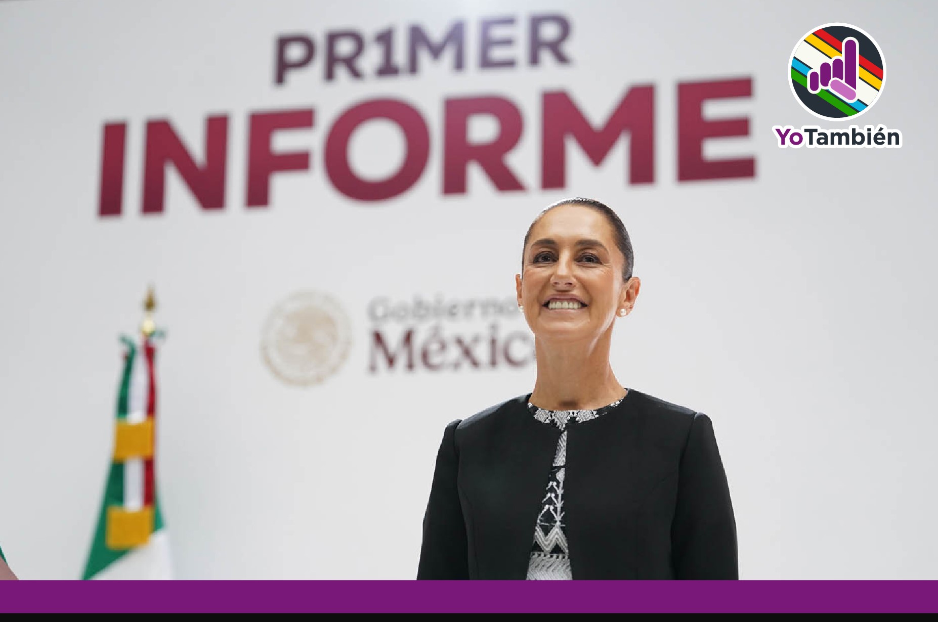 Claudia Sheinbaum en el estrado durante su primer informe de gobierno
