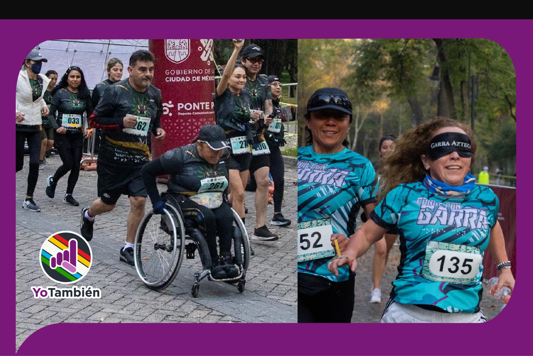 Participantes con discapacidad visual y motriz en la carrera “Corre con Garra”