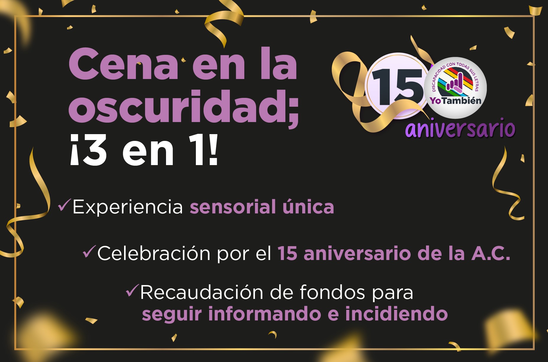 Invitación a la cena sensorial del próximo jueves 23 de octubre