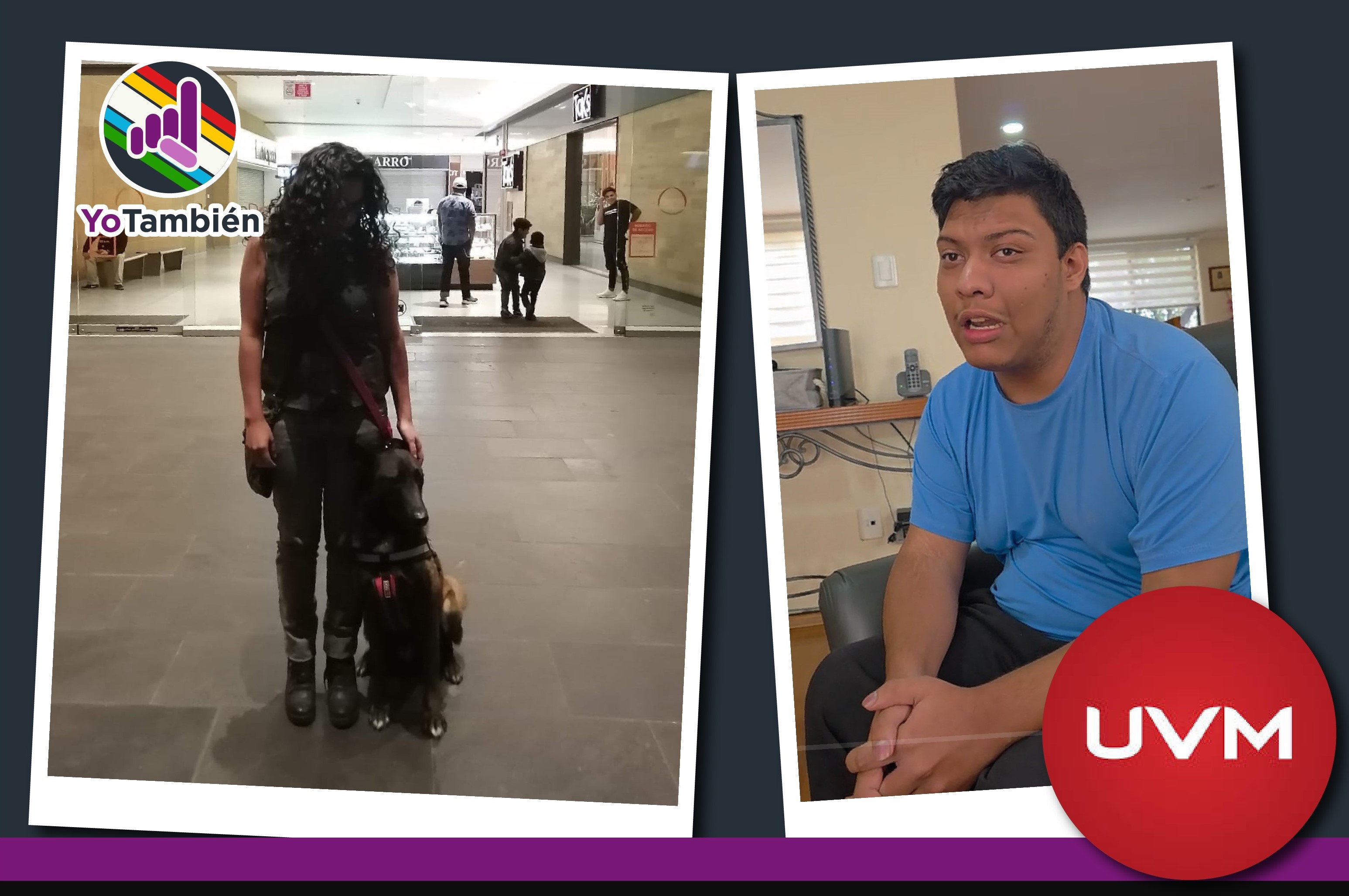 Ilustración de Ilse del Rayo (a la izquierda) y David Arvizu (a la derecha), estudiantes con discapacidad de la Universidad del Valle de México