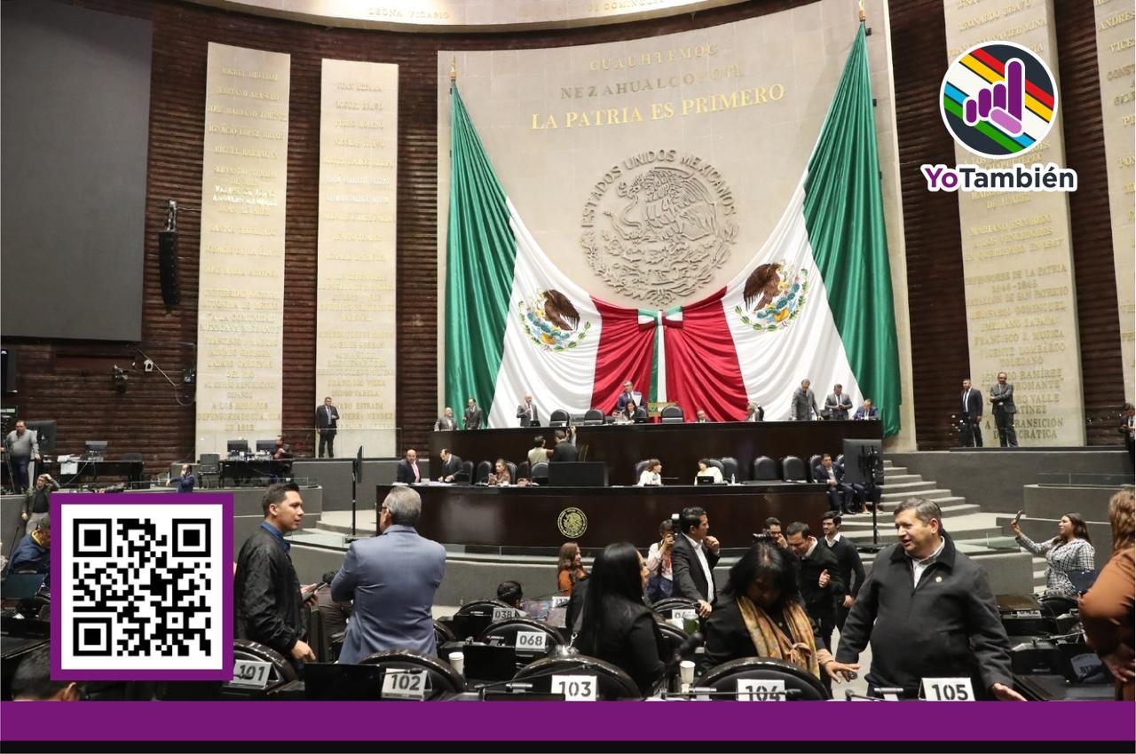 La Cámara de Diputados y adjunto a la foto un código QR para el registro de participación para el Parlamento Nacional de Personas con Discapacidad