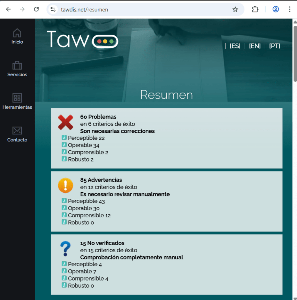 Informe de accesibilidad de la página web del municipio de León, Guanajuato. A pesar de contar con widget de accesibilidad, presenta múltiples barreras.